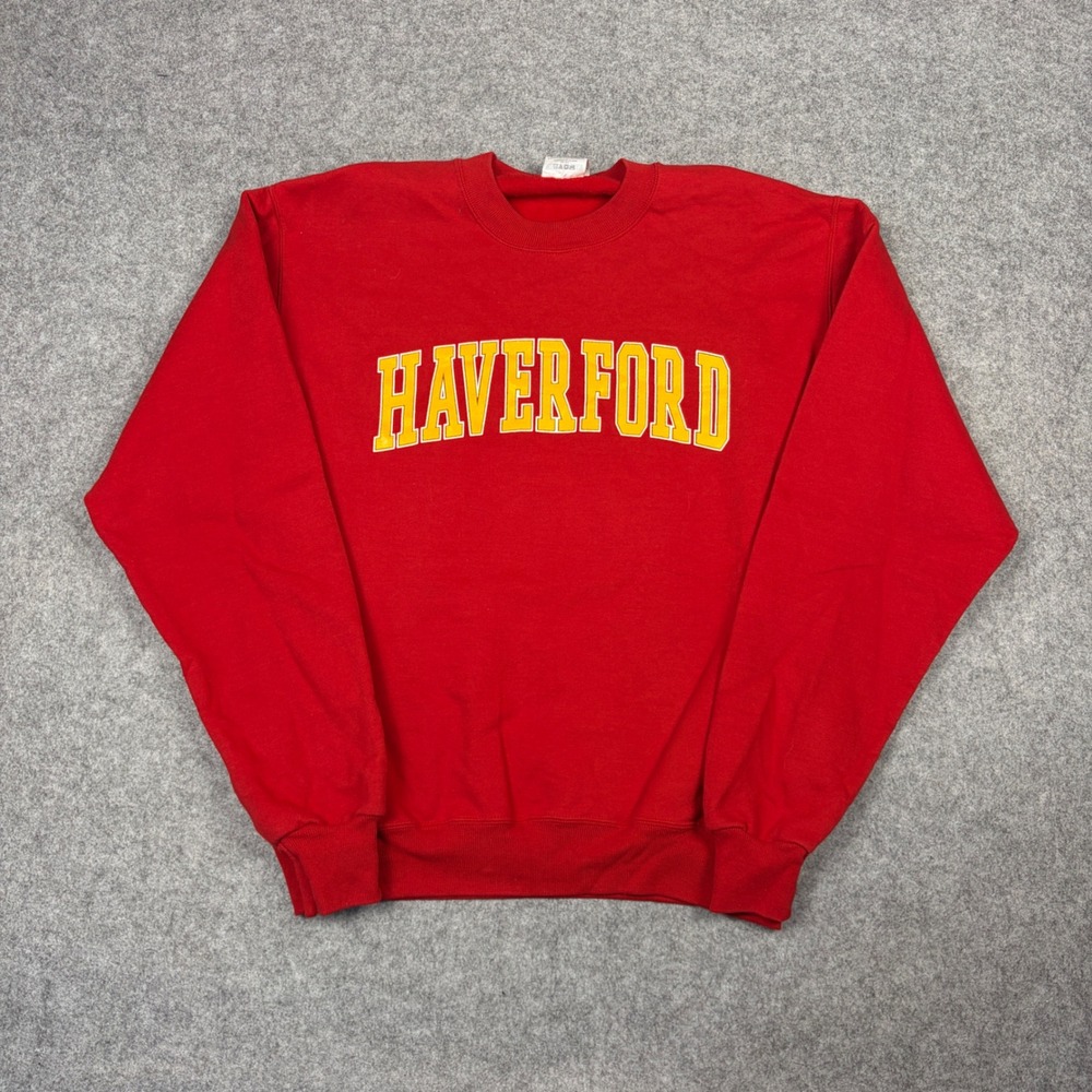 Jerzees Super Sweats Haverford College Sweatshirt Red Small Mens Crewneck Fleece